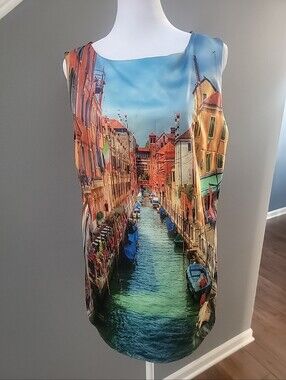Joseph Ribkoff Tank Top Womens Sz 12 Satin Venice Sleeveless Blouse Work Office